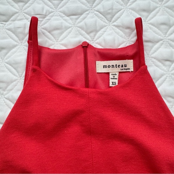 Monteau Los Angeles Coral Bodycon Spaghetti Strap Halter Mini Dress - Size XS - Picture 4 of 10
